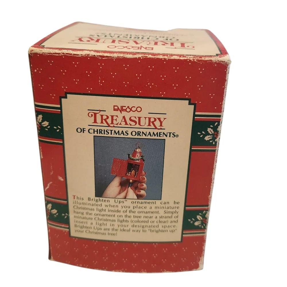 Vintage Enesco Red Christmas Eve-mergency Toy Car Over Light Ornament Santa Elf